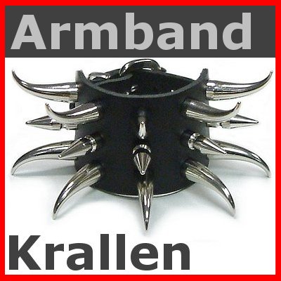 Nieten Armband KRALLEN 32mm 3 R / Gothic Punk Armband